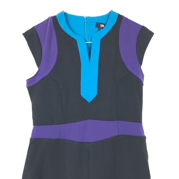 LRK Black Color Block Paneled Fitted Midi Dress 8 - Picture 4 of 10